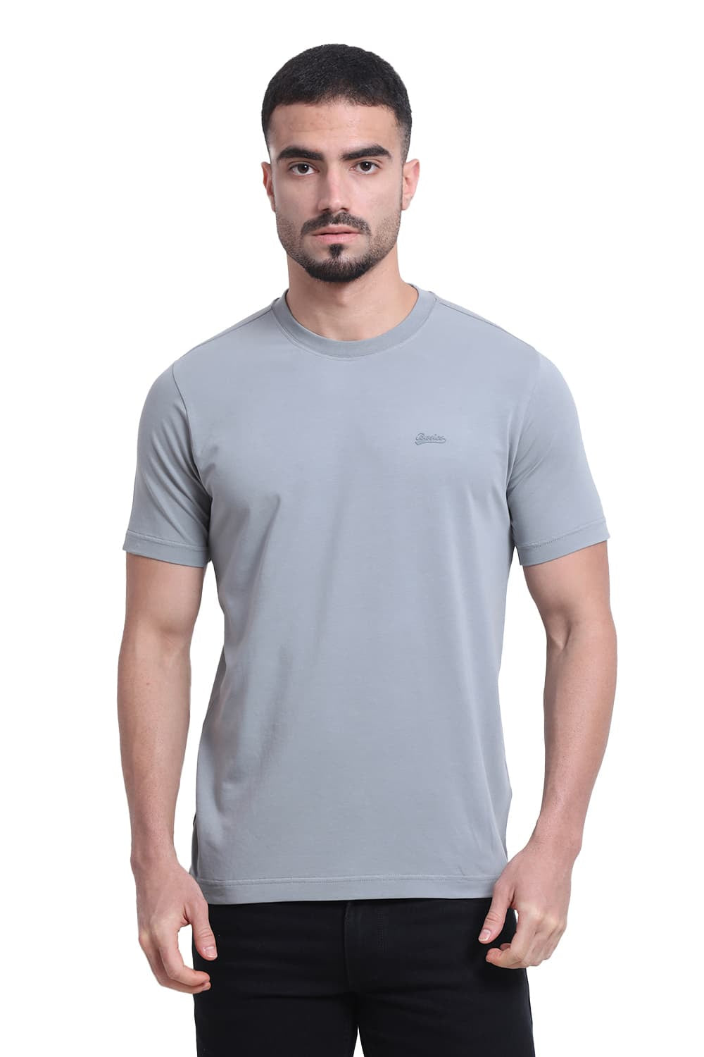 BASICS REGULAR FIT MONUMENT COTTON STRETCH CREW T-SHIRT