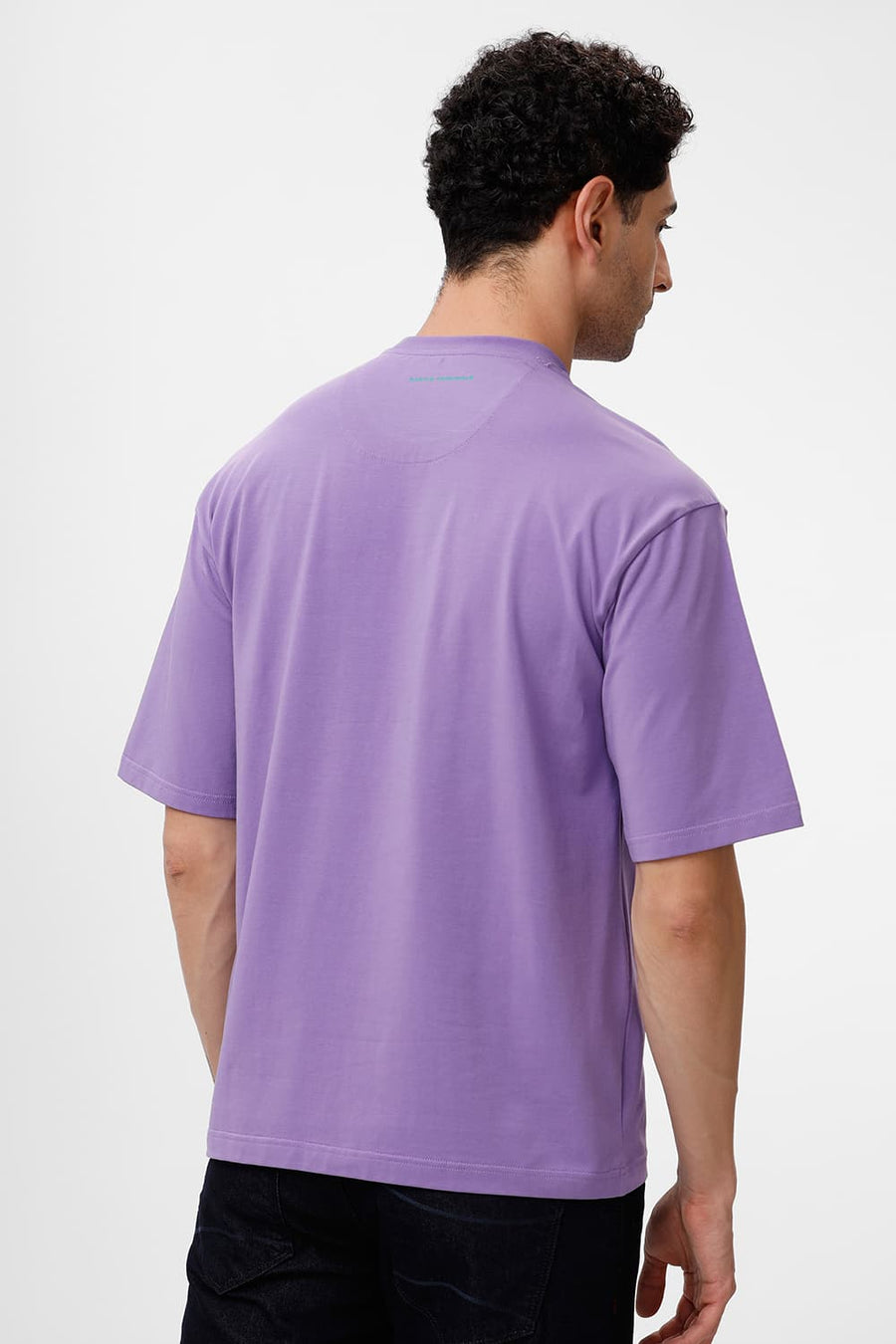 BASICS RELAXED FIT ULTRA VIOLET COTTON STRETCH CREW T-SHIRT