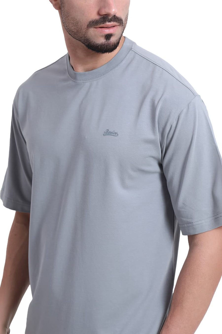 BASICS RELAXED FIT MONUMENT COTTON STRETCH CREW T-SHIRT