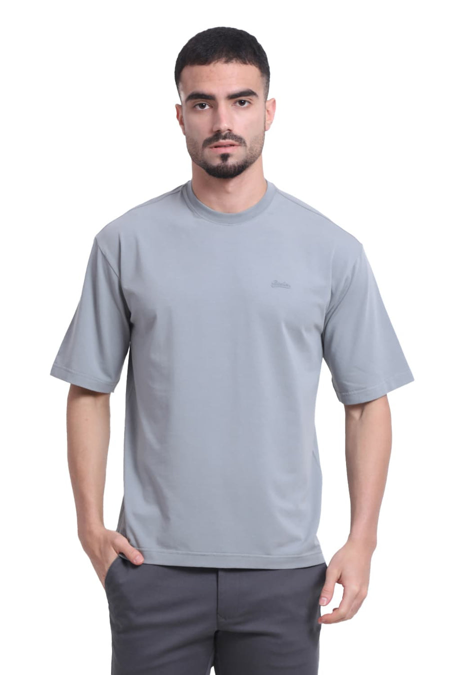 BASICS RELAXED FIT MONUMENT COTTON STRETCH CREW T-SHIRT