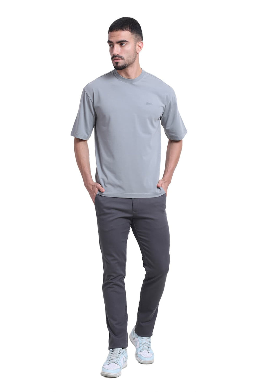 BASICS RELAXED FIT MONUMENT COTTON STRETCH CREW T-SHIRT