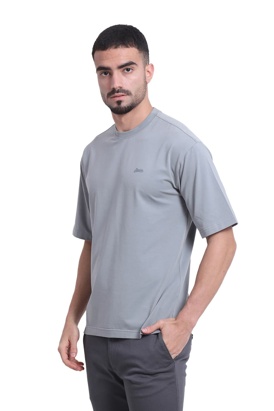 BASICS RELAXED FIT MONUMENT COTTON STRETCH CREW T-SHIRT