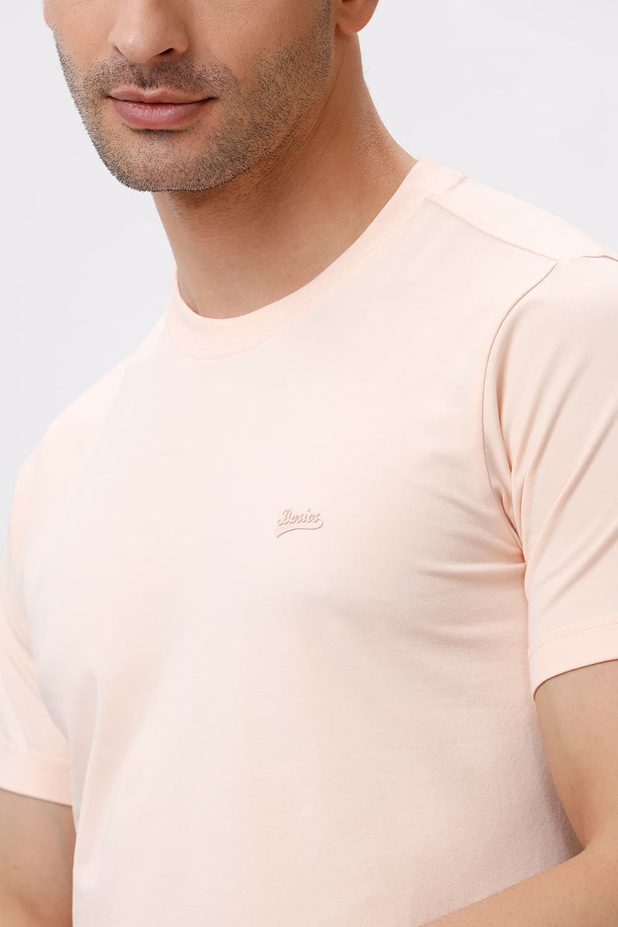 BASICS REGULAR FIT SCALLOP SHELL COTTON STRETCH CREW T-SHIRT