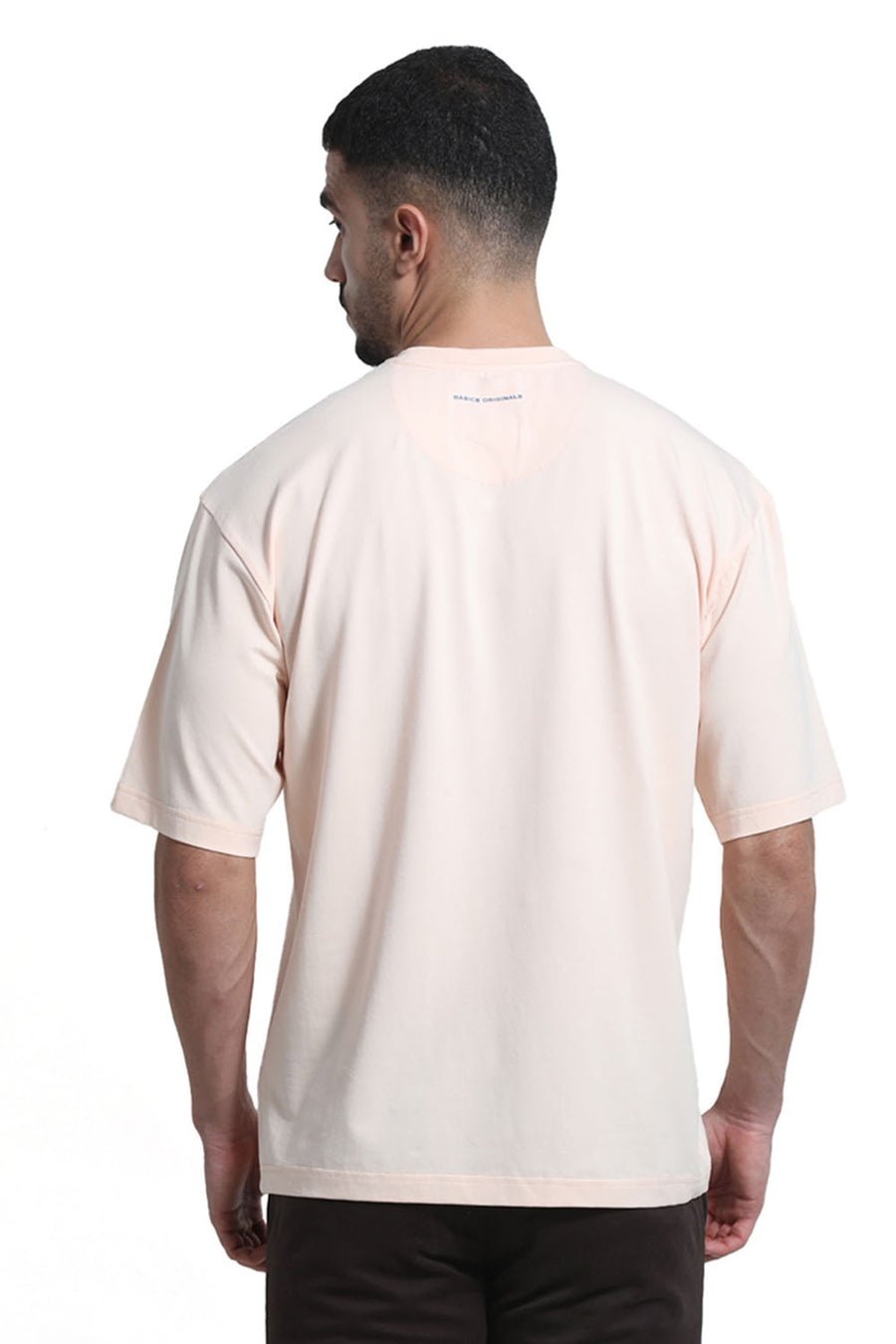 BASICS RELAXED FIT SCALLOP SHELL COTTON STRETCH CREW T-SHIRT