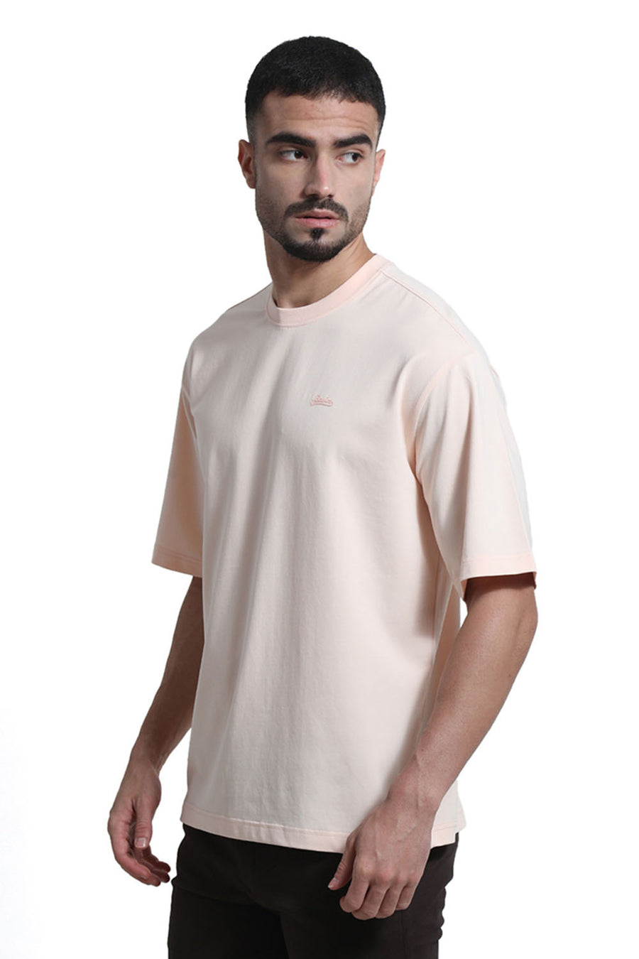 BASICS RELAXED FIT SCALLOP SHELL COTTON STRETCH CREW T-SHIRT