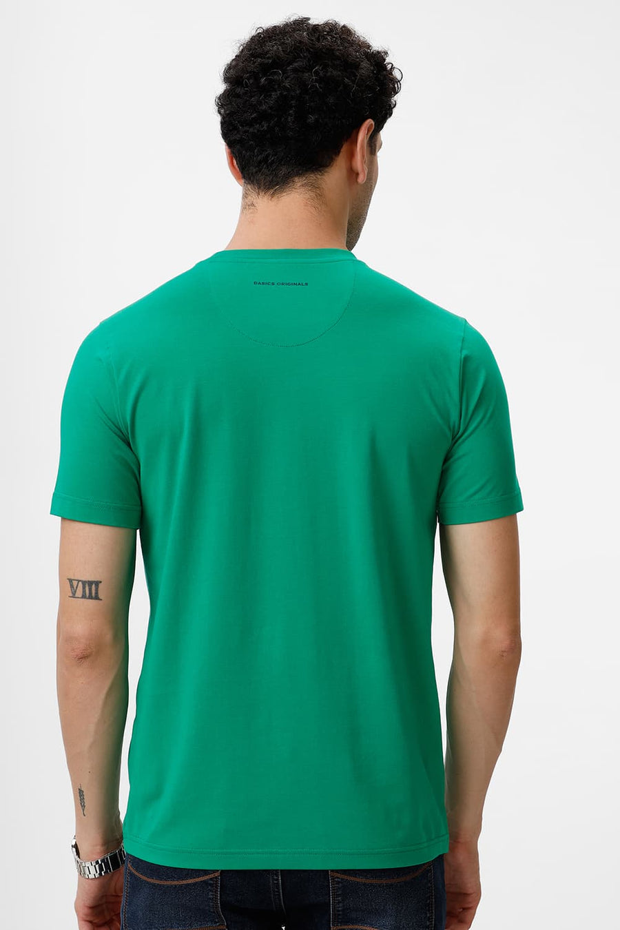 BASICS REGULAR FIT JELLY BEAN COTTON STRETCH CREW T-SHIRT