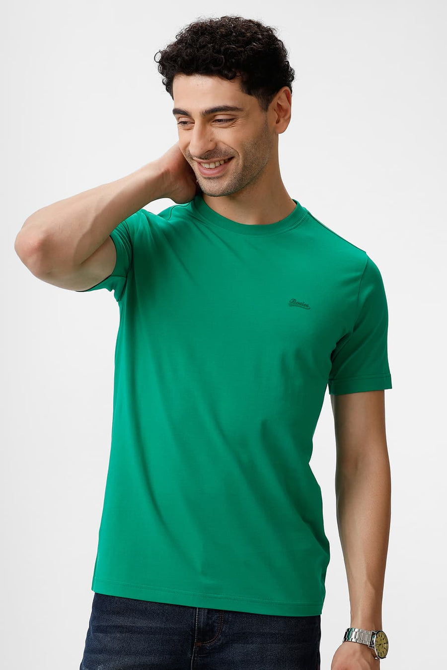 BASICS REGULAR FIT JELLY BEAN COTTON STRETCH CREW T-SHIRT