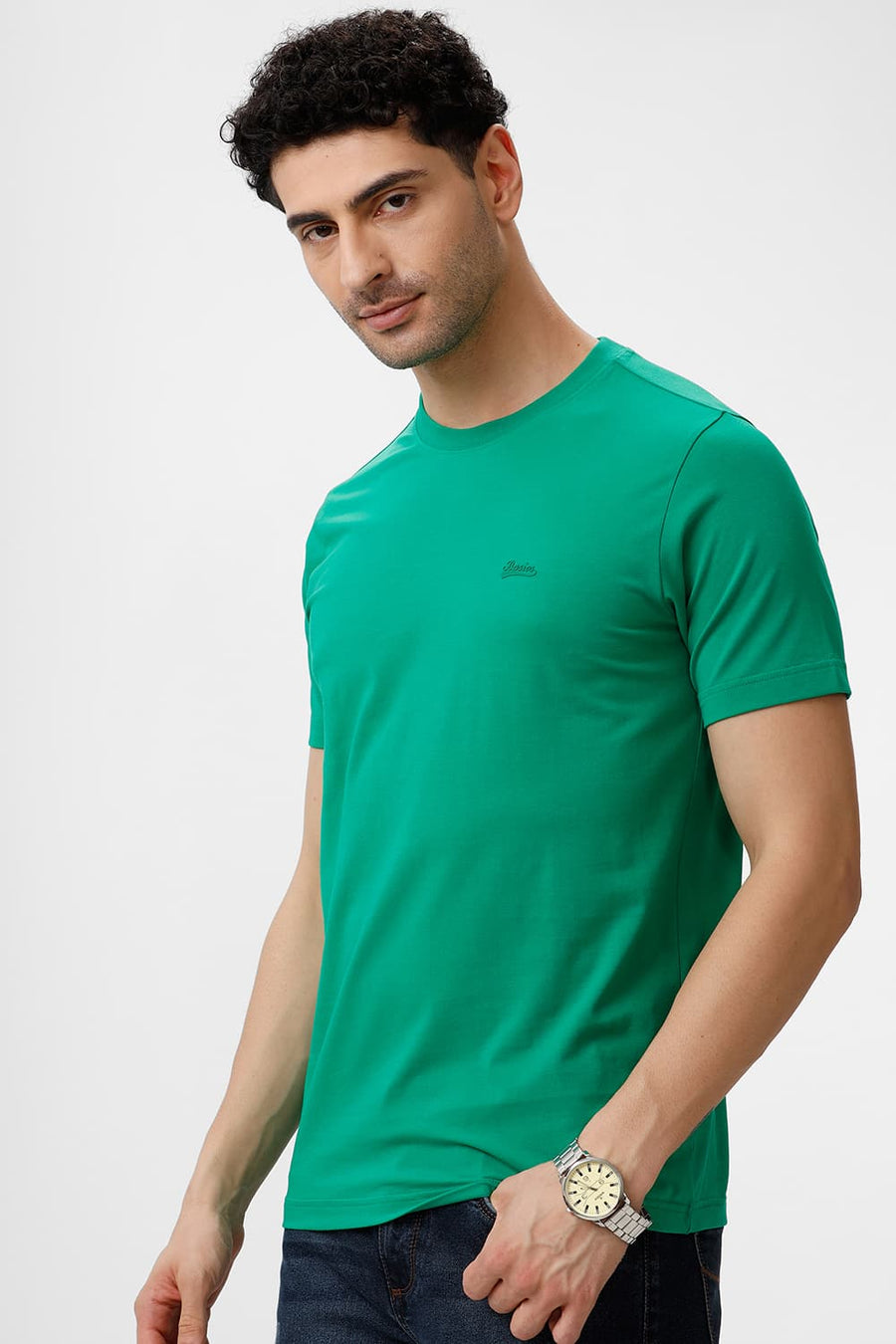 BASICS REGULAR FIT JELLY BEAN COTTON STRETCH CREW T-SHIRT