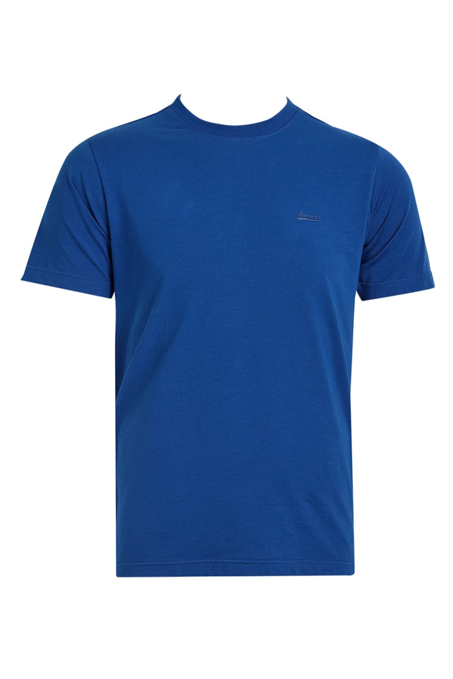 BASICS REGULAR FIT ROYAL BLUE COTTON STRETCH CREW T-SHIRT