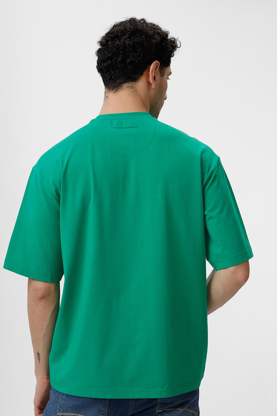 BASICS RELAXED FIT JELLY BEAN COTTON STRETCH CREW T-SHIRT
