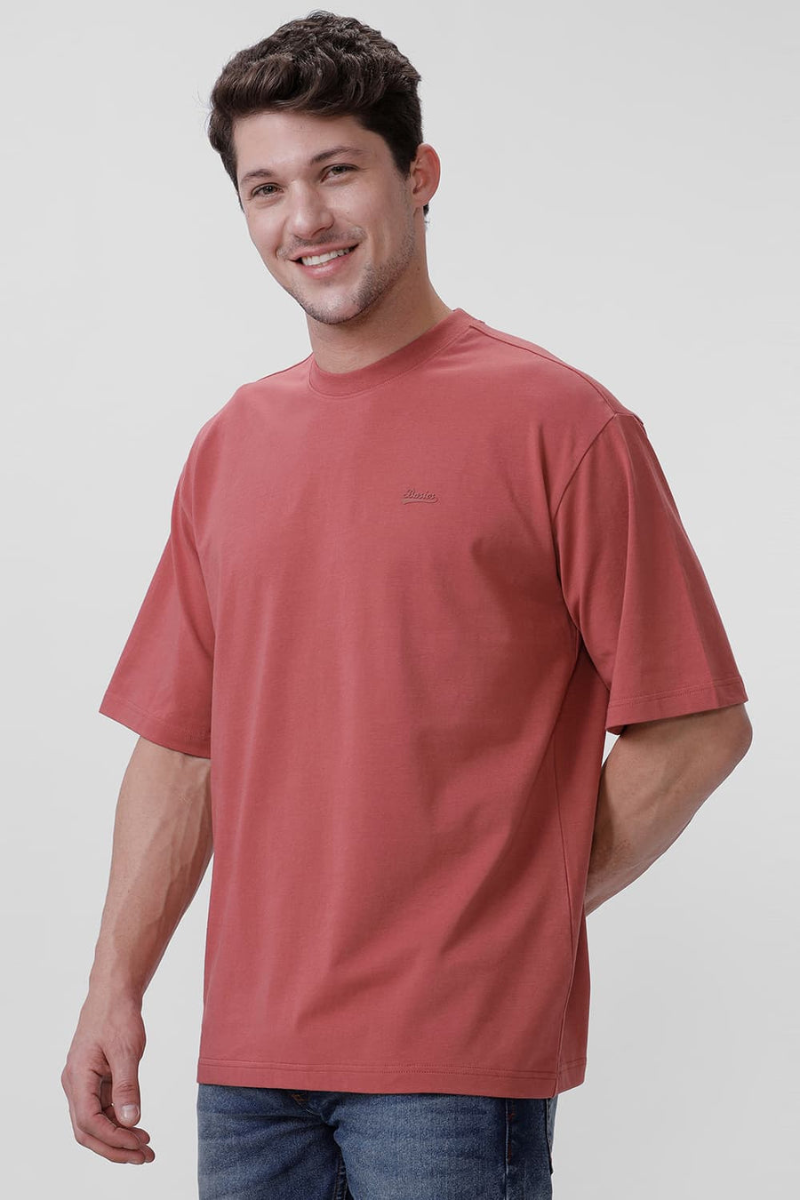 BASICS RELAXED FIT DUSTY CEDAR COTTON STRETCH CREW T-SHIRT