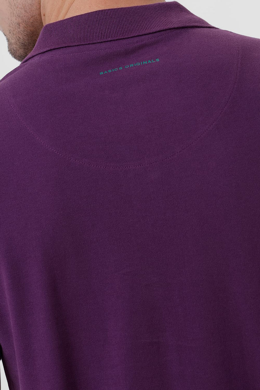 BASICS REGULAR FIT PLUM COTTON POLO T-SHIRT