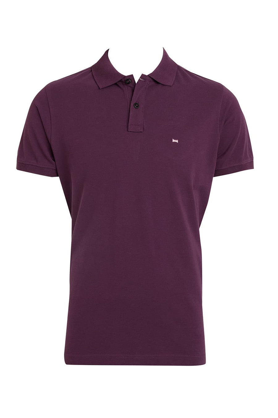 BASICS REGULAR FIT PLUM COTTON POLO T-SHIRT