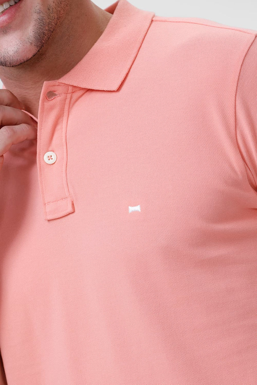 BASICS REGULAR FIT ARPICOT BLUSH COTTON POLO T-SHIRT