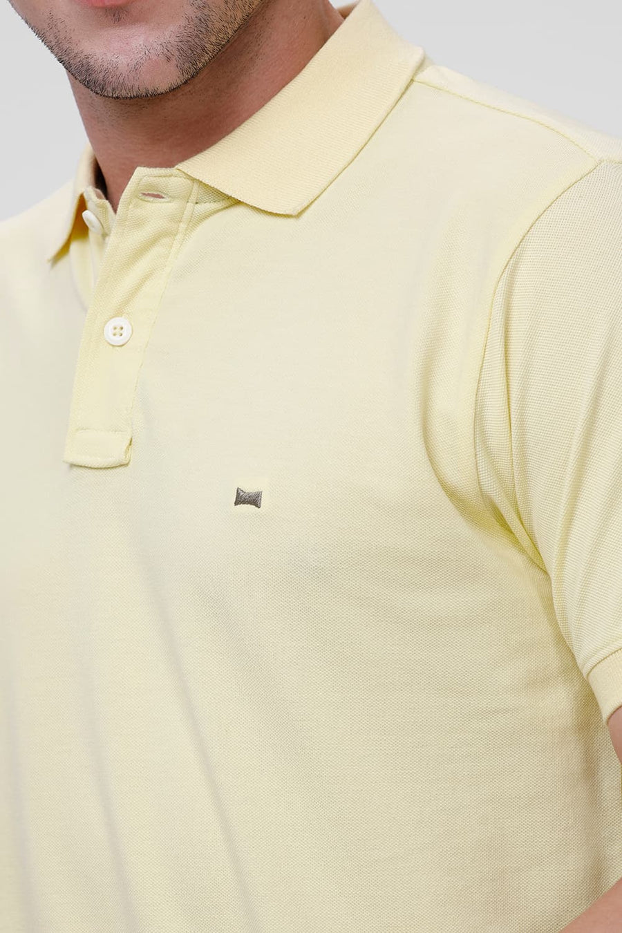 BASICS REGULAR FIT FRENCH VANILLA COTTON POLO T-SHIRT