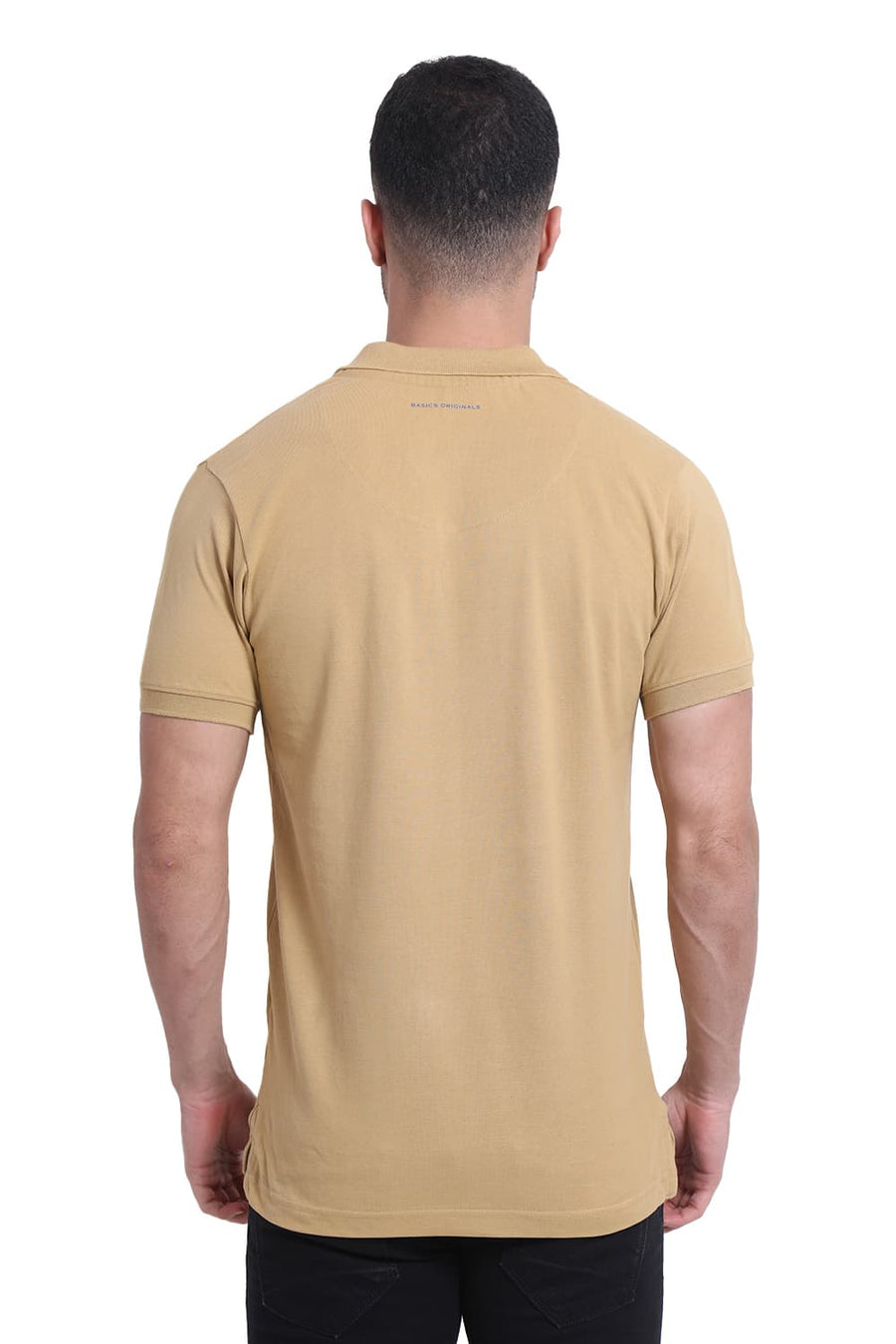 BASICS REGULAR FIT CURRY COTTON POLO T-SHIRT