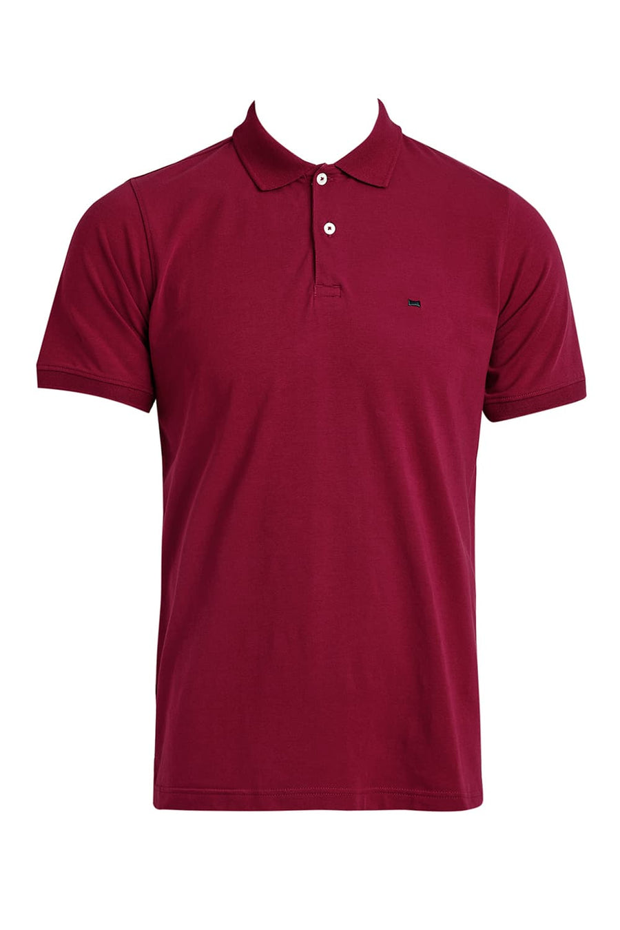 BASICS REGULAR FIT PERSIAN RED COTTON STRETCH POLO T-SHIRT