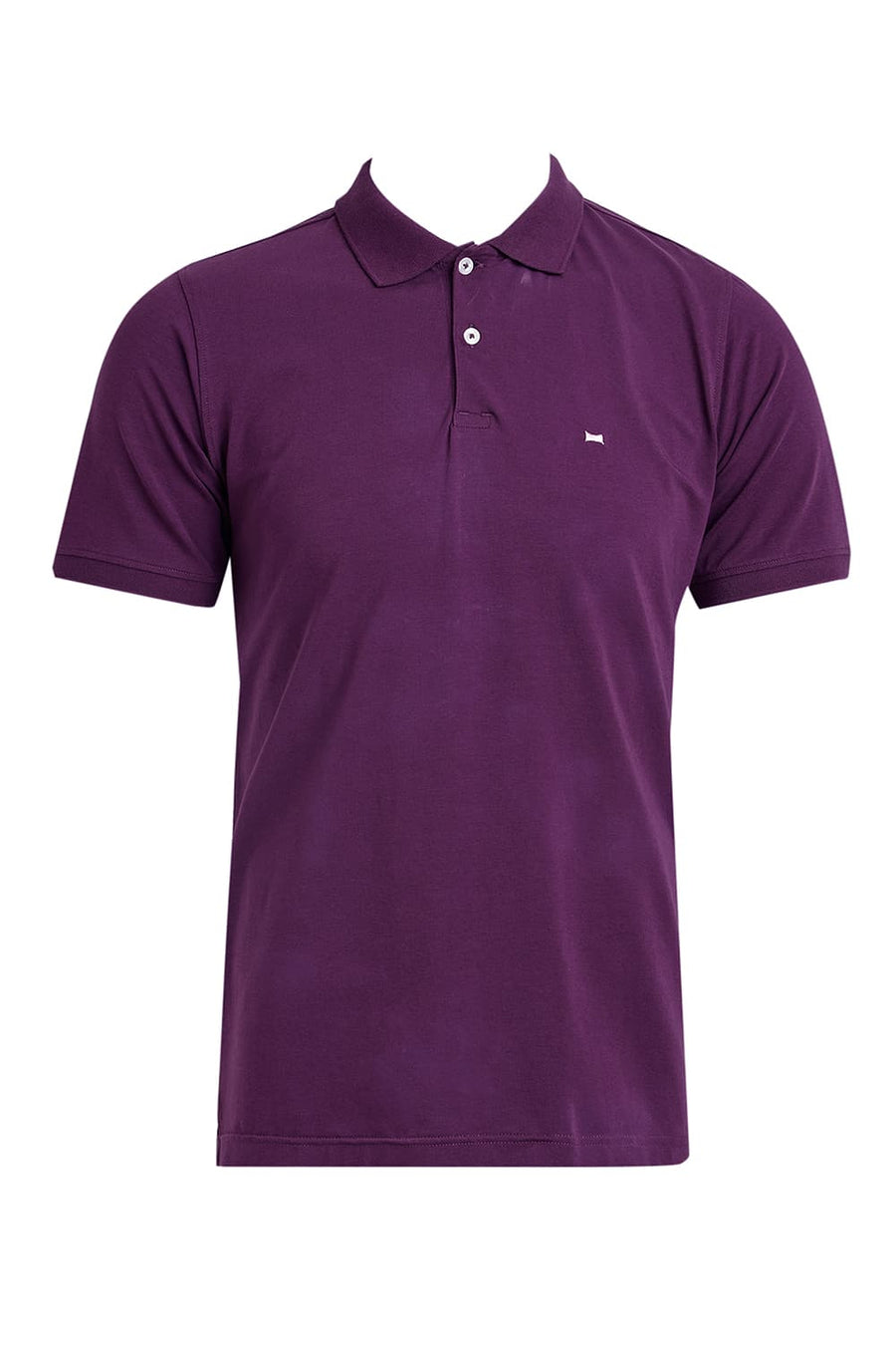 BASICS REGULAR FIT PLUM COTTON STRETCH POLO T-SHIRT