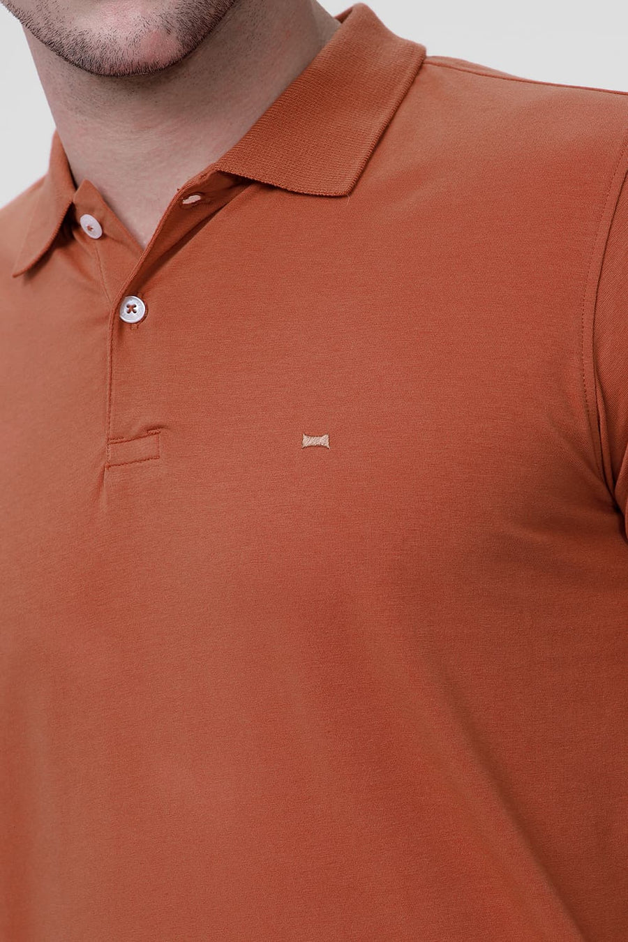 BASICS REGULAR FIT ADOBE COTTON STRETCH POLO T-SHIRT