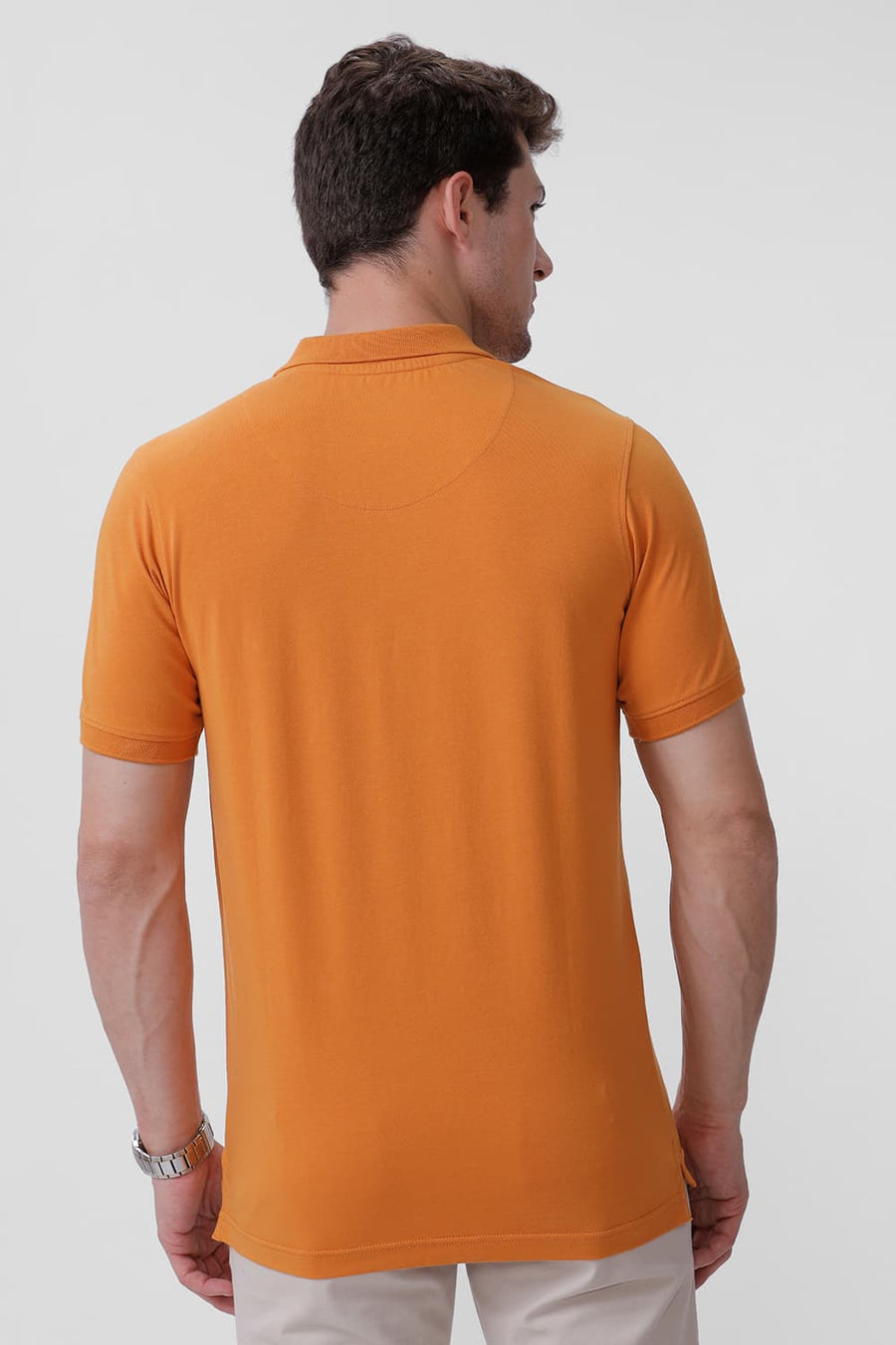 BASICS REGULAR FIT YAM COTTON STRETCH POLO T-SHIRT
