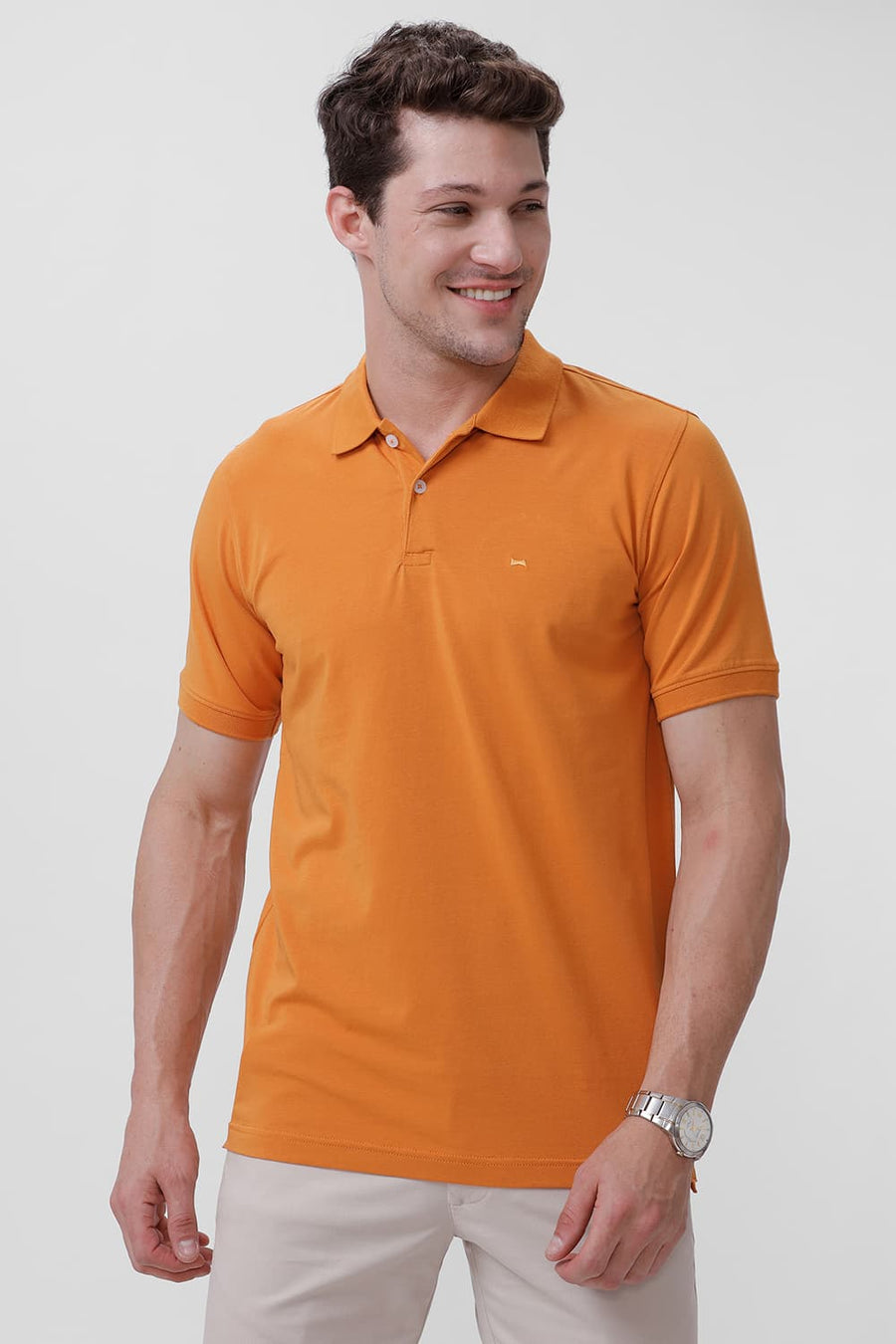 BASICS REGULAR FIT YAM COTTON STRETCH POLO T-SHIRT