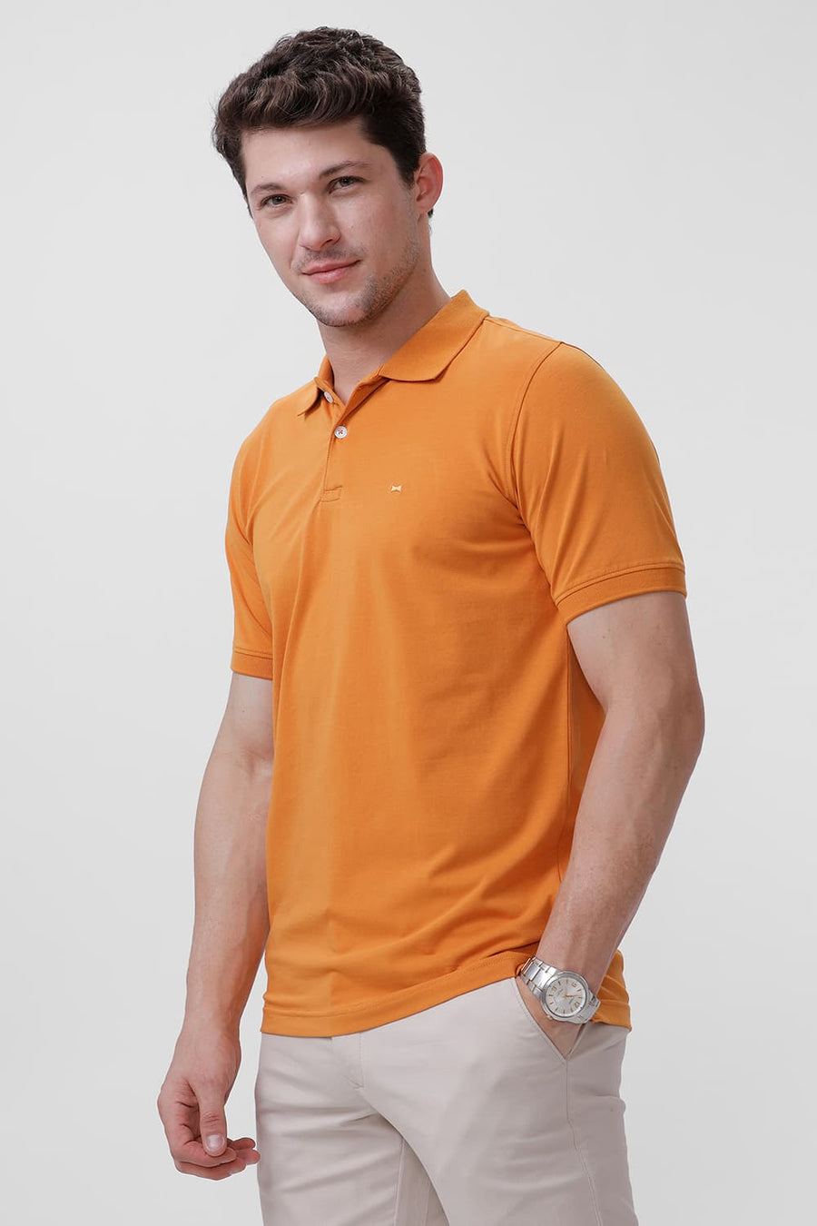 BASICS REGULAR FIT YAM COTTON STRETCH POLO T-SHIRT