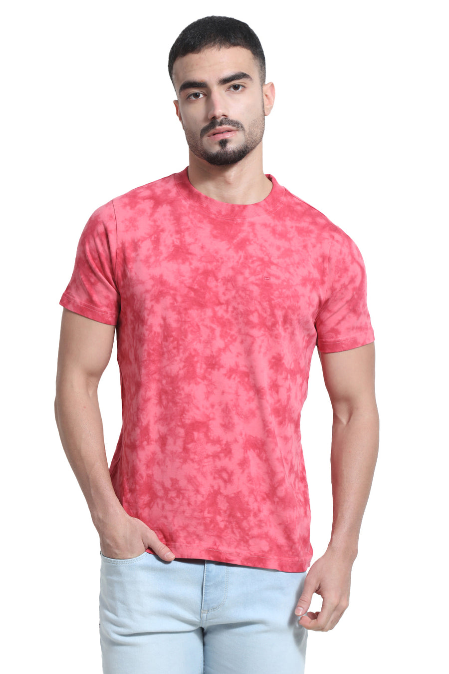 BASICS REGULAR FIT DESERT ROSE & GARNET ROSE COTTON CREW T-SHIRT