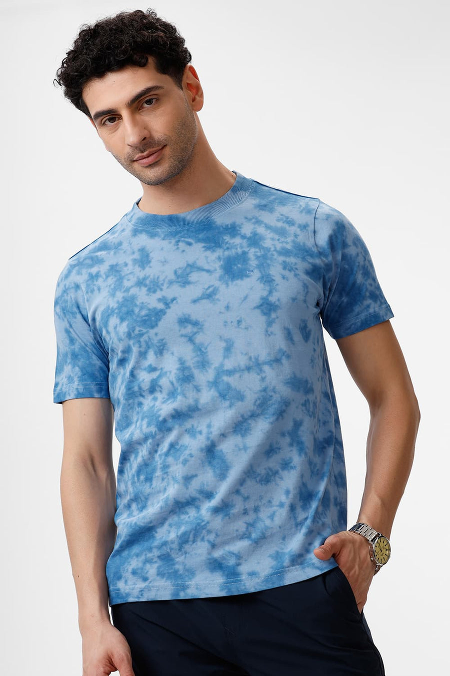 BASICS REGULAR FIT AIRY BLUE & PACIFIC COAST COTTON CREW T-SHIRT