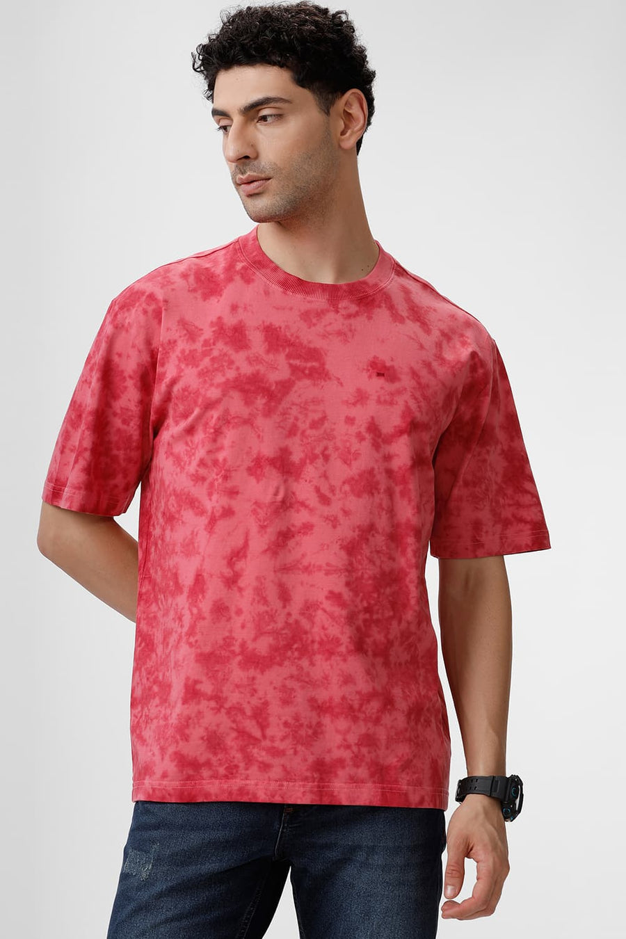 BASICS RELAXED FIT DESERT ROSE & GARNET ROSE COTTON CREW T-SHIRT