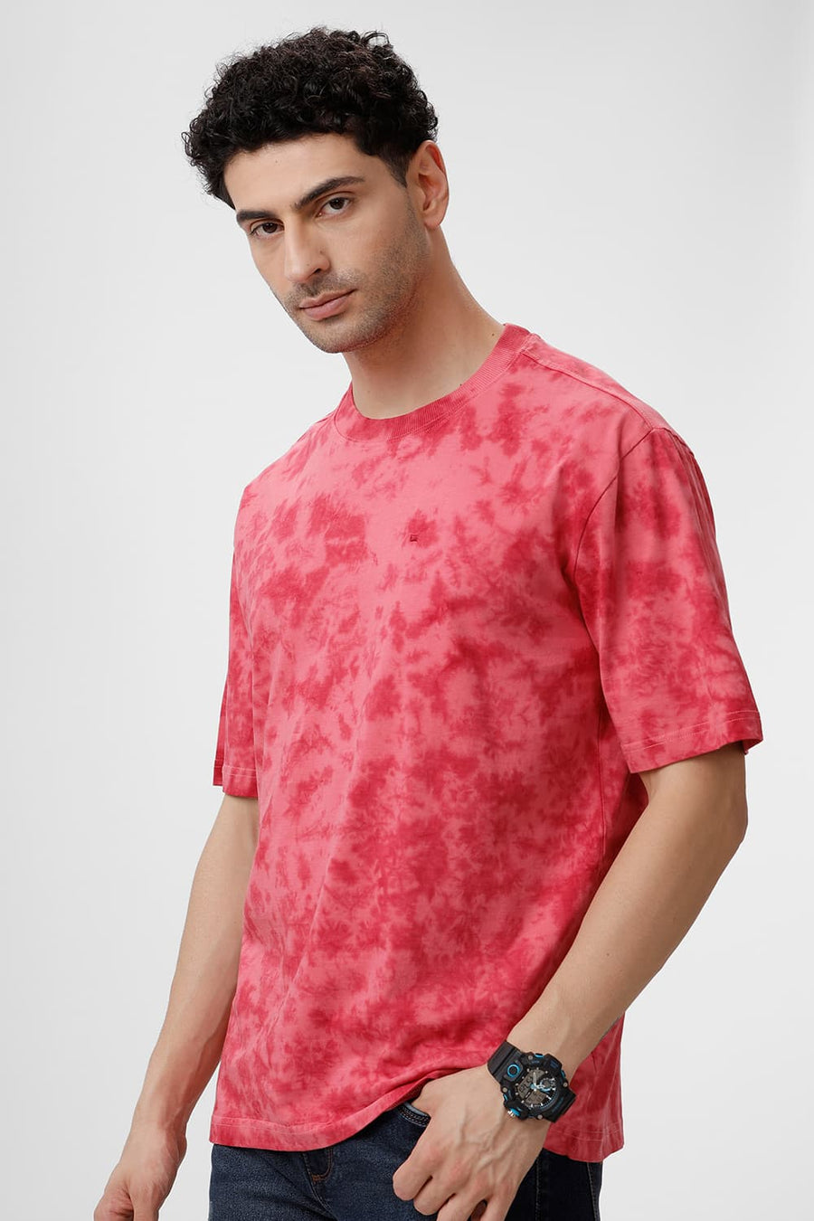 BASICS RELAXED FIT DESERT ROSE & GARNET ROSE COTTON CREW T-SHIRT