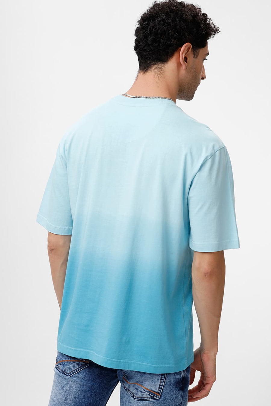 BASICS RELAXED FIT CRYSTAL BLUE COTTON CREW T-SHIRT