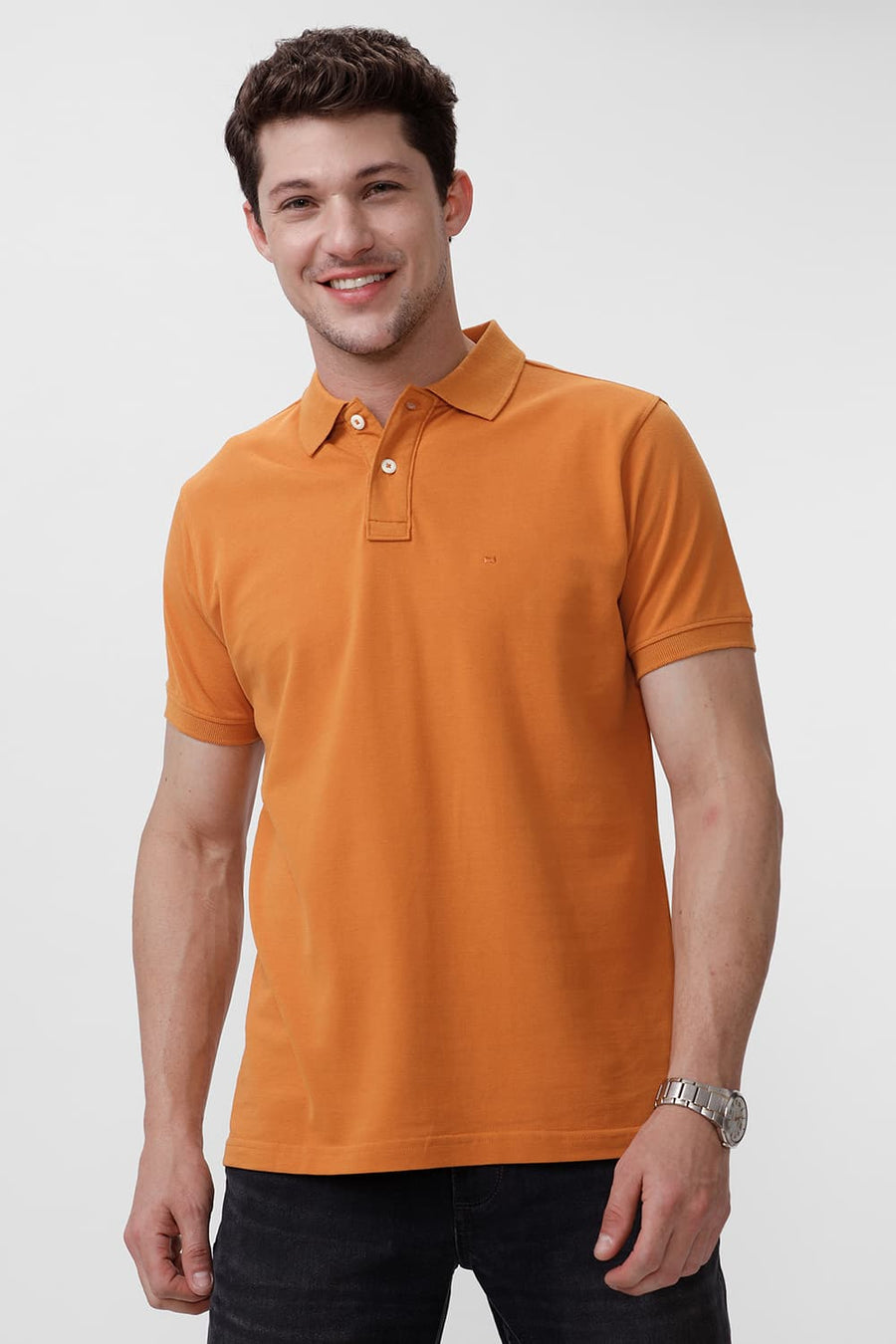 BASICS REGULAR FIT YAM COTTON POLO T-SHIRT