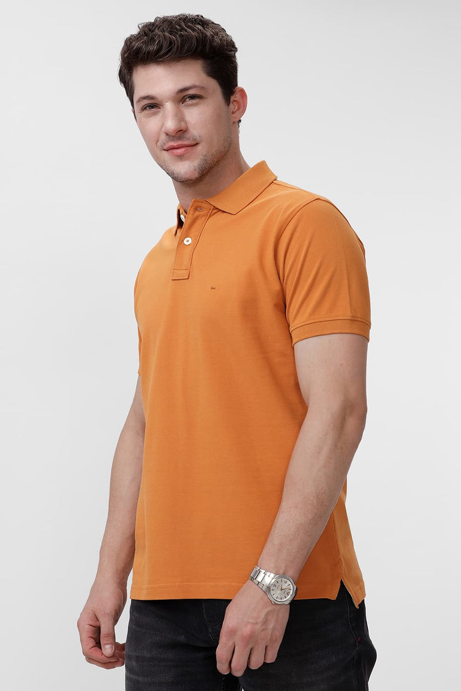 BASICS REGULAR FIT YAM COTTON POLO T-SHIRT