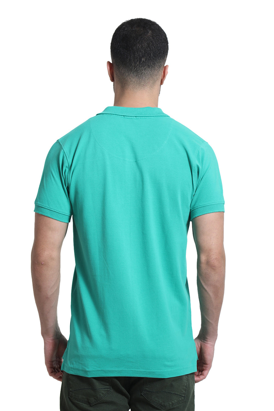 BASICS REGULAR FIT SIMPLY GREEN COTTON POLO T-SHIRT