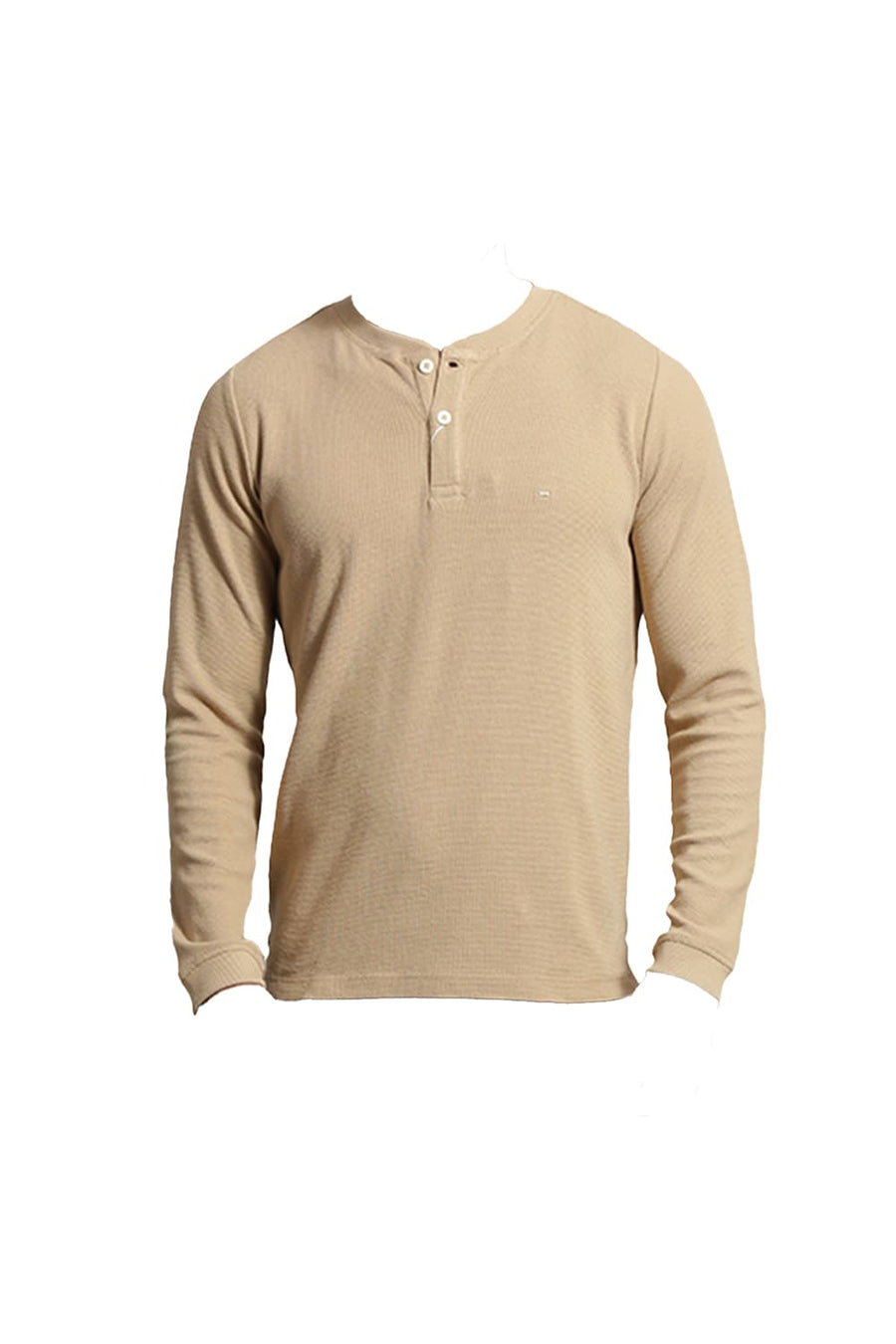 BASICS REGULAR FIT IRISH CREAM COTTON POLYESTER HENELY T-SHIRT