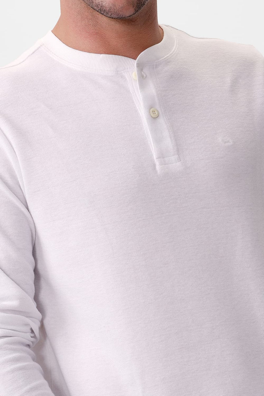 BASICS REGULAR FIT BRIGHT WHITE COTTON POLYESTER HENELY T-SHIRT