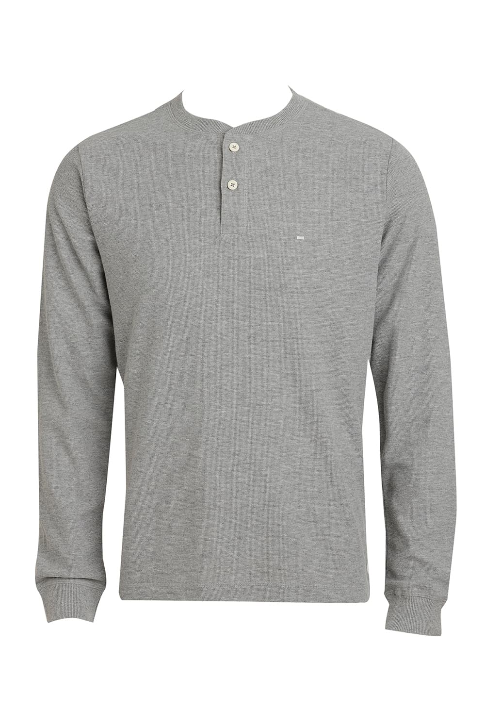 BASICS REGULAR FIT GREY HEATHER COTTON POLYESTER HENELY T-SHIRT