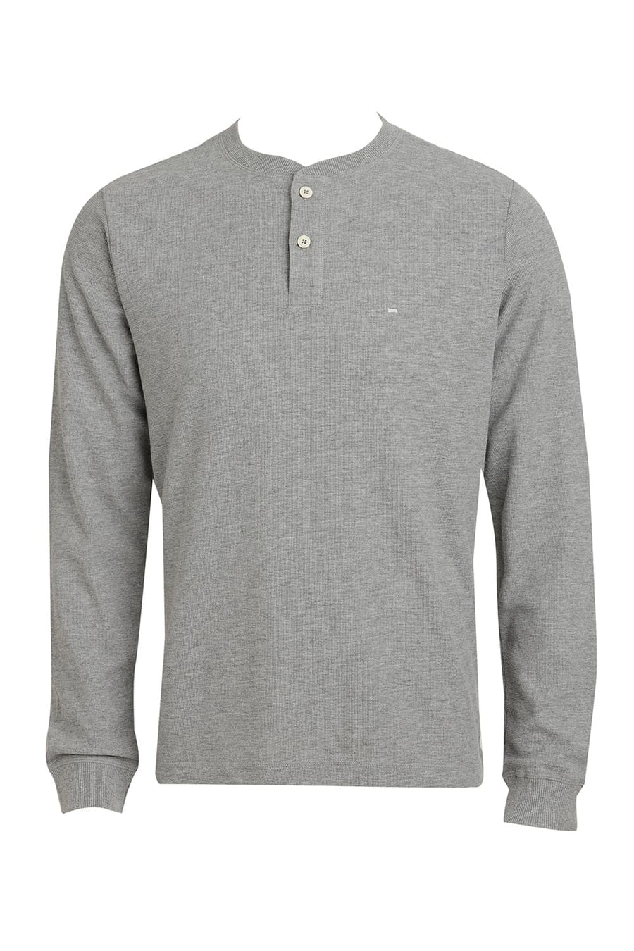 BASICS REGULAR FIT GREY HEATHER COTTON POLYESTER HENELY T-SHIRT