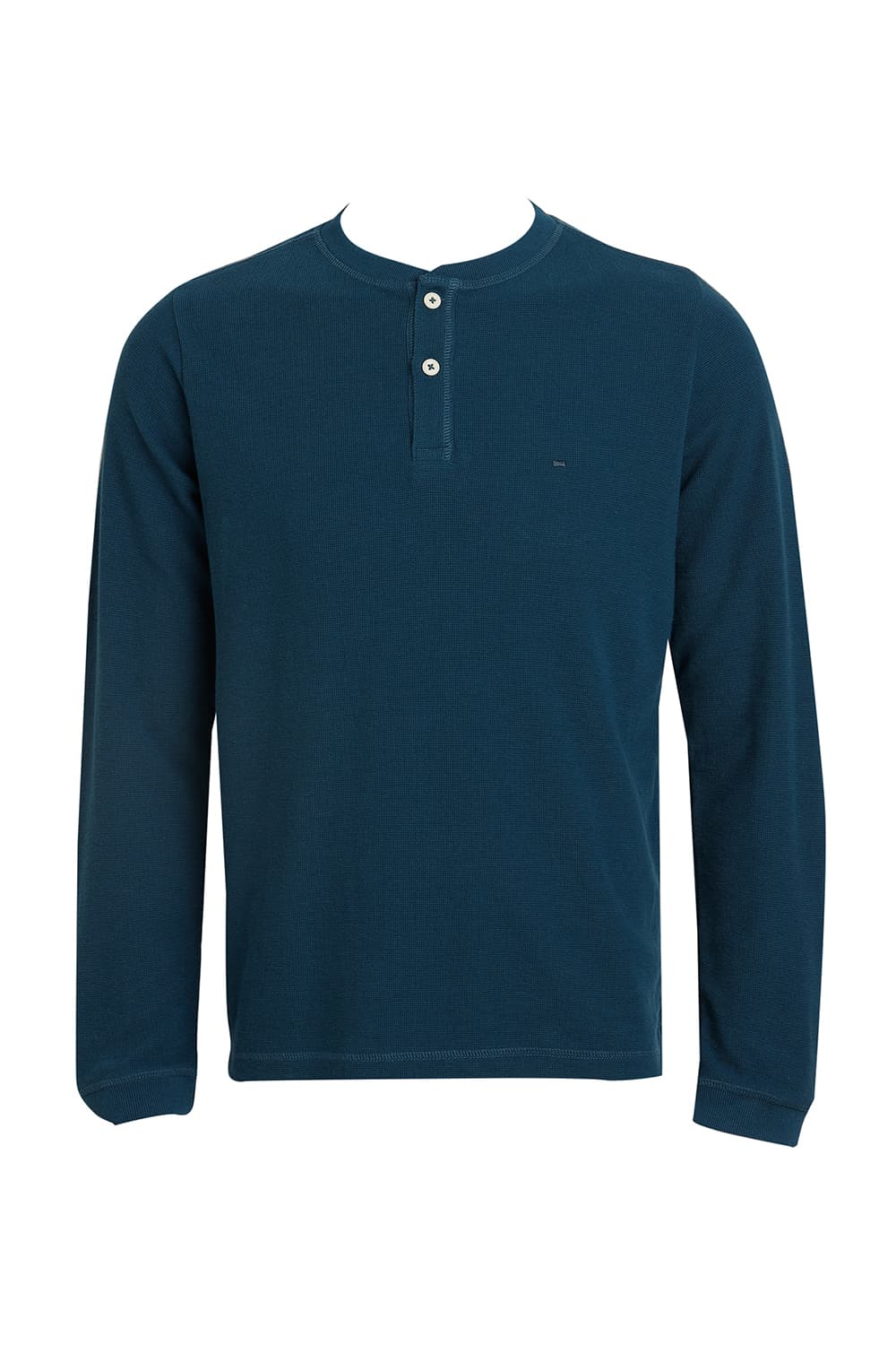 BASICS REGULAR FIT LEGION BLUE COTTON POLYESTER HENELY T-SHIRT