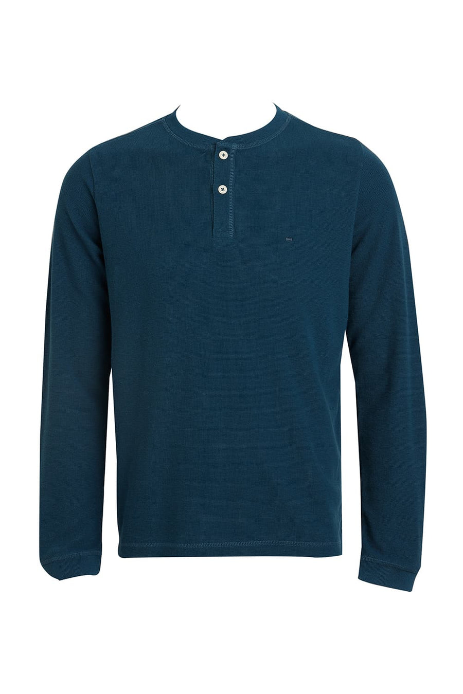 BASICS REGULAR FIT LEGION BLUE COTTON POLYESTER HENELY T-SHIRT