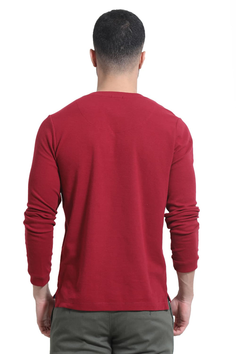 BASICS REGULAR FIT PORT ROYALE COTTON POLYESTER HENELY T-SHIRT