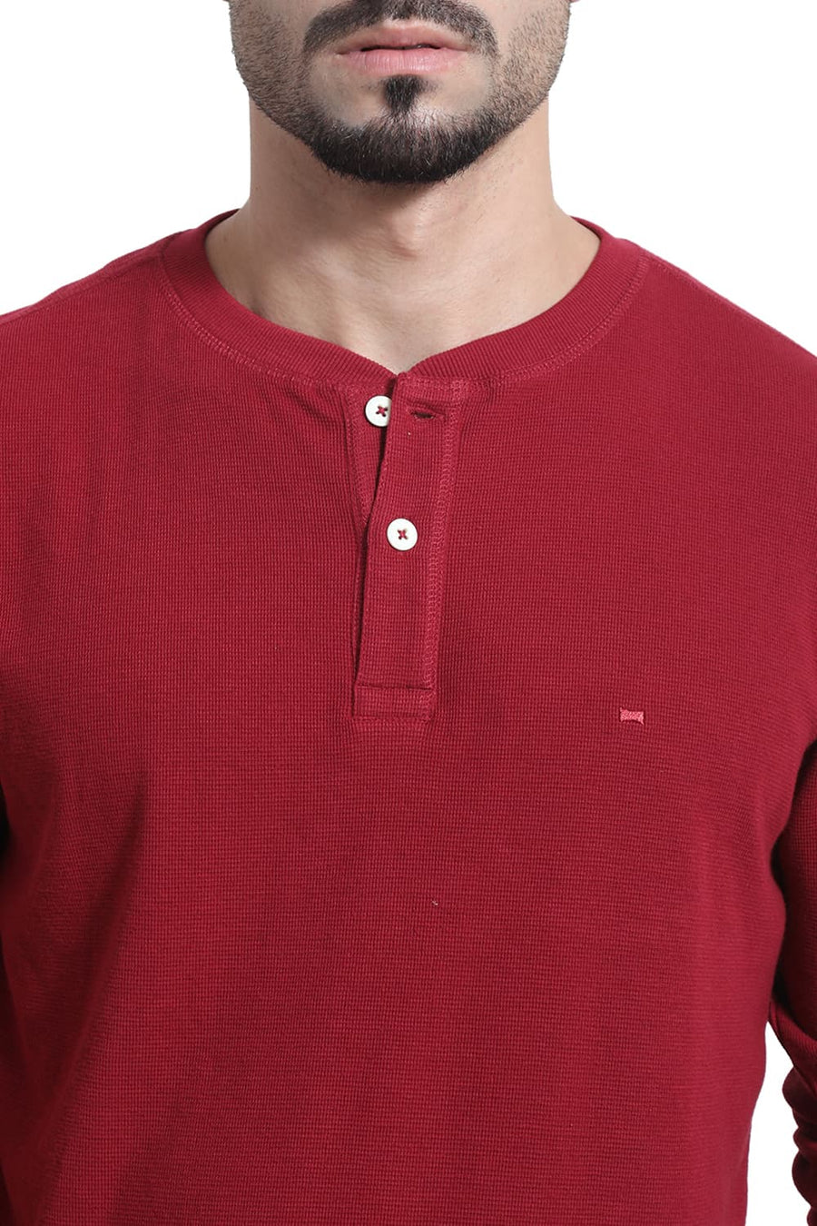 BASICS REGULAR FIT PORT ROYALE COTTON POLYESTER HENELY T-SHIRT