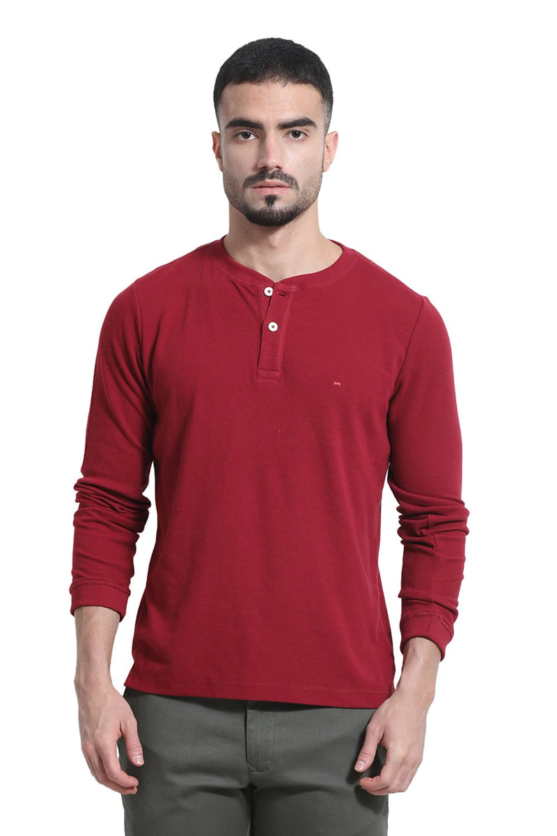 REGULAR FIT COTTON POLYESTER HENELY T-SHIRT