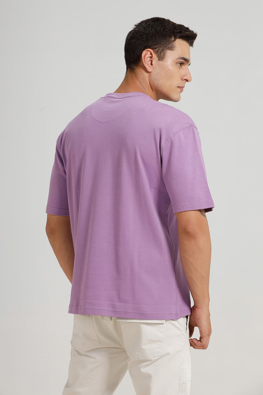 BASICS RELAXED FIT REGAL ORCHID COTTON CREW T-SHIRT