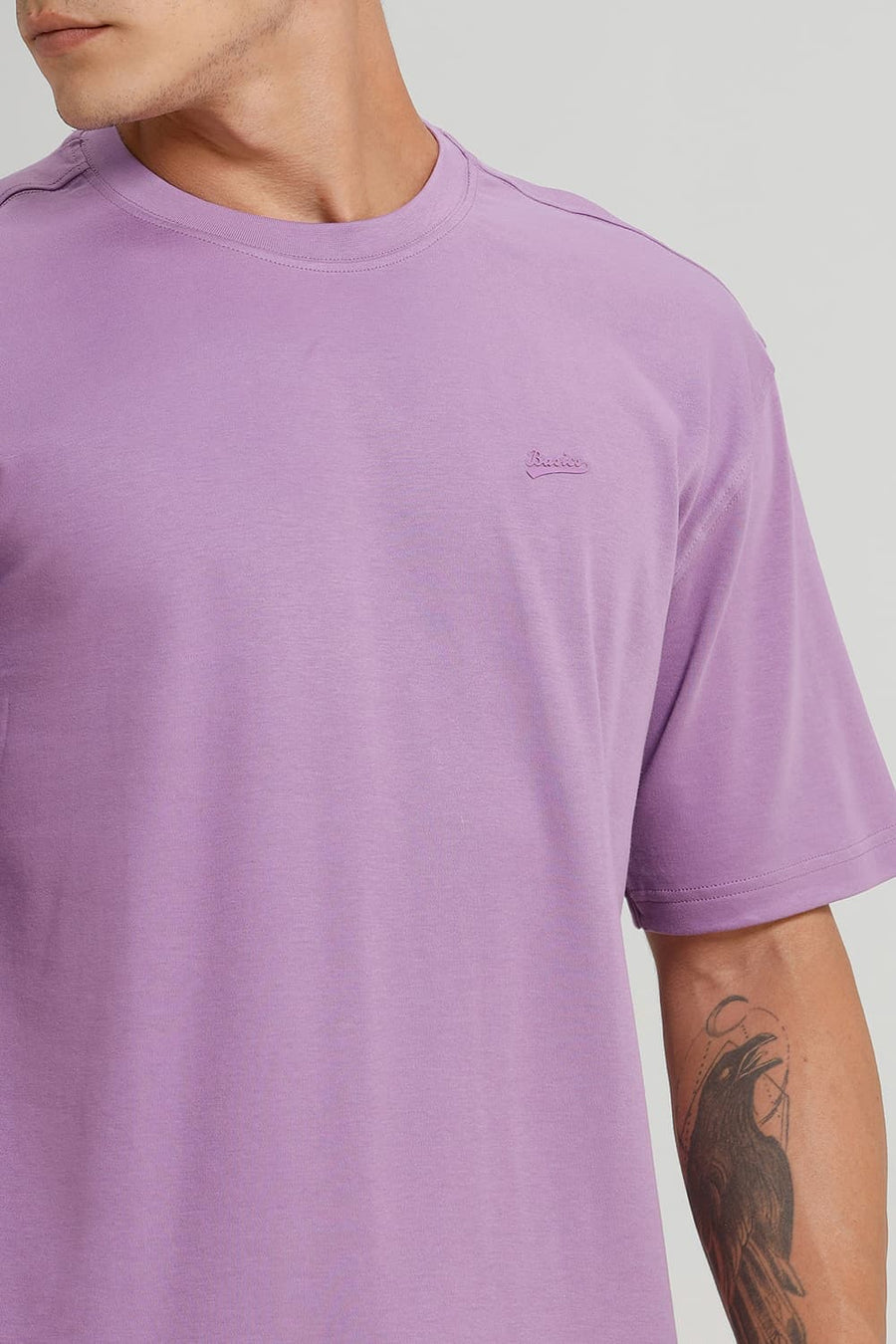 BASICS RELAXED FIT REGAL ORCHID COTTON CREW T-SHIRT