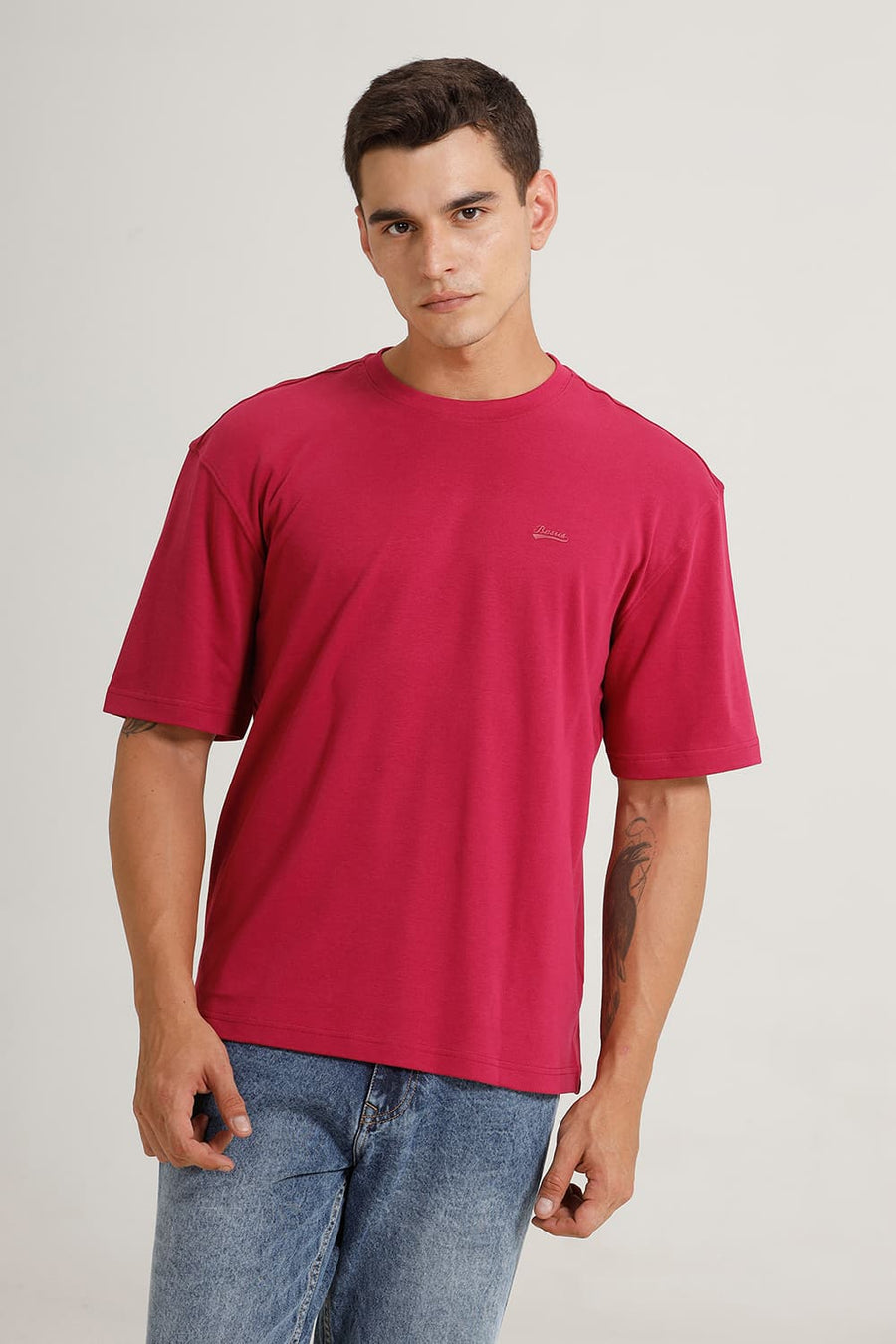 BASICS RELAXED FIT ANEMONE COTTON CREW T-SHIRT
