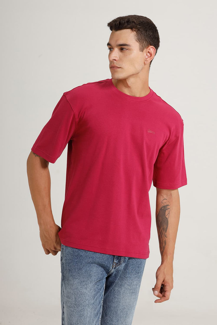 BASICS RELAXED FIT ANEMONE COTTON CREW T-SHIRT