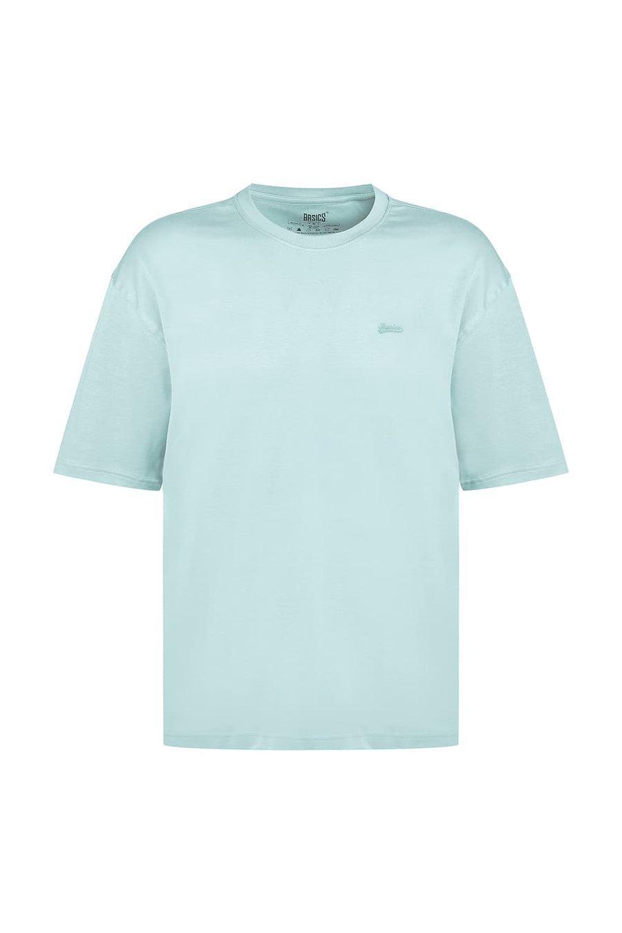 BASICS REGULAR FIT FAIR AQUA COTTON STRETCH CREW T-SHIRT