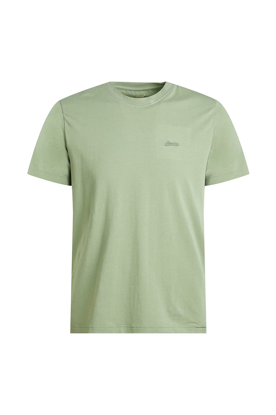 BASICS REGULAR FIT OIL GREEN COTTON STRETCH CREW T-SHIRT