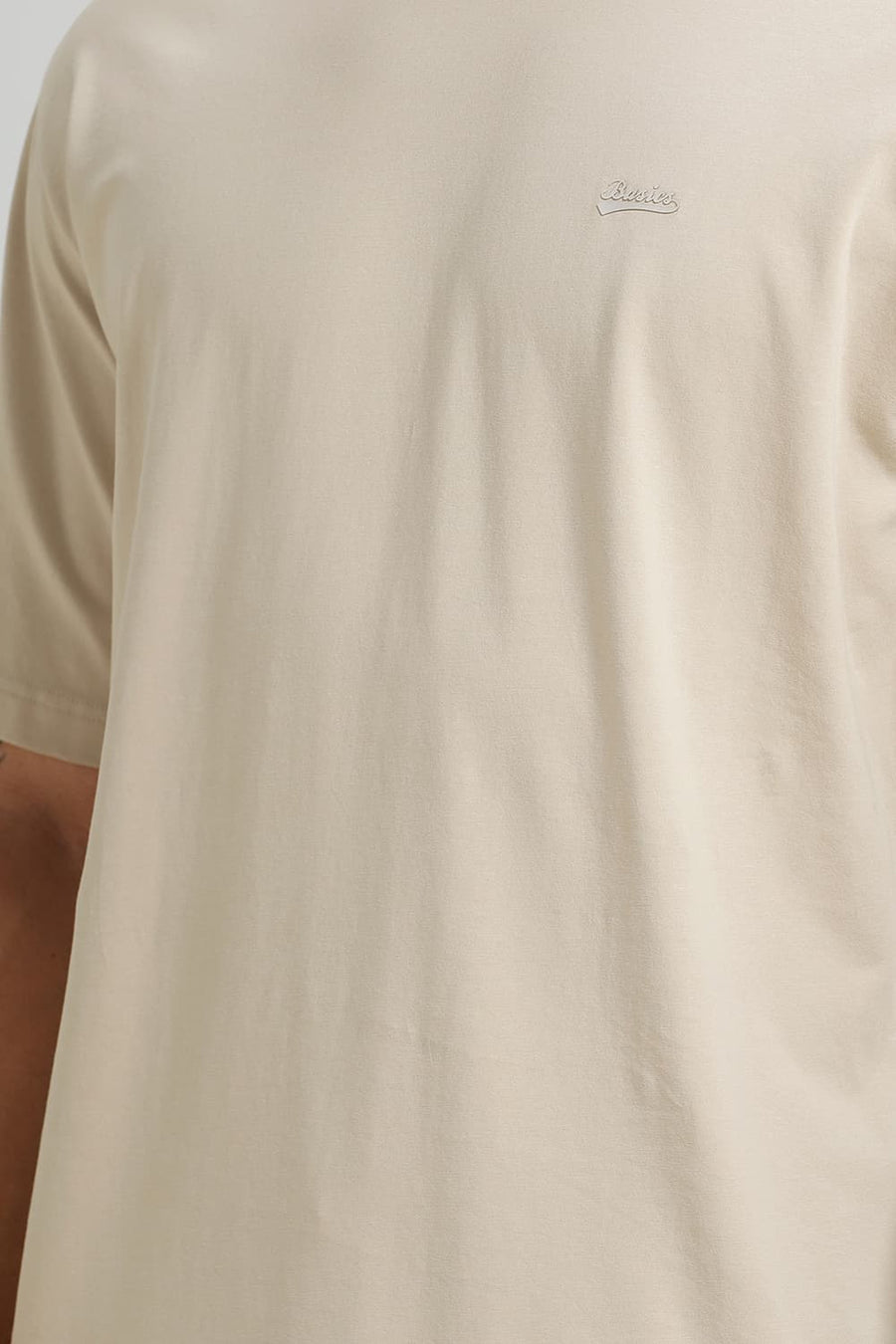BASICS RELAXED FIT SAFARI BEIGE COTTON STRETCH CREW T-SHIRT